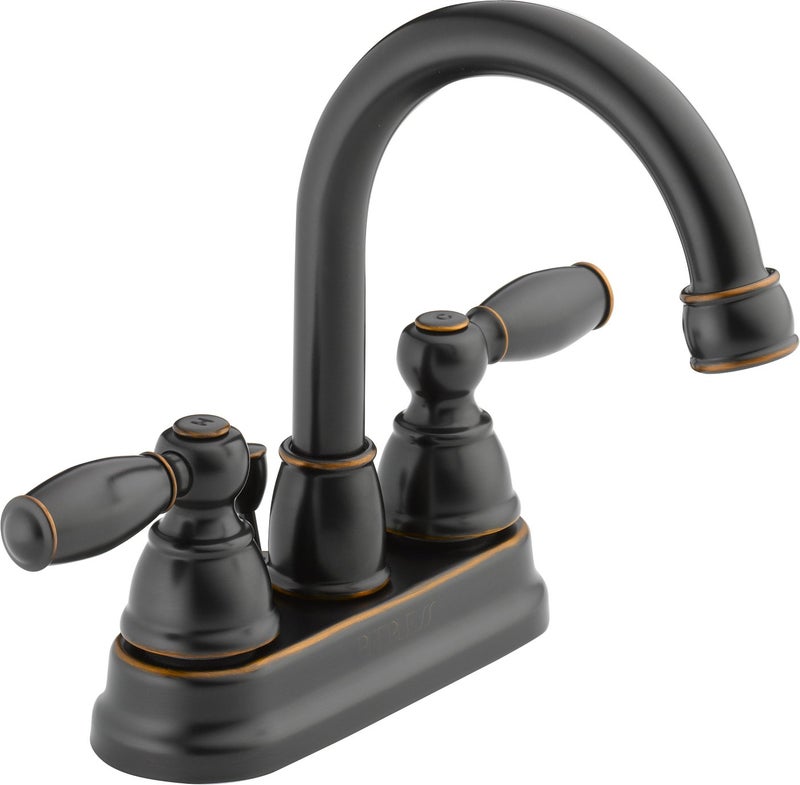 Peerless Claymore Centerset Bathroom Faucet, Oil Rubbed Bronze Bathroom Sink Faucet, 2 Handle Bathroom Faucet, Pop-Up Drain Assembly, Oil Rubbed Bronze P299685LF-OB - Image 1